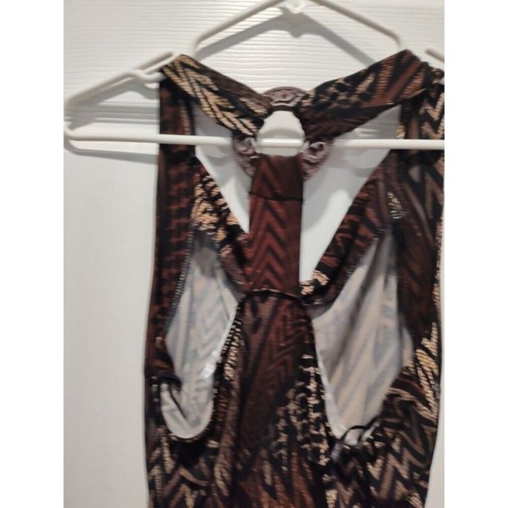 Ricki's Sz Medium Snakeskin print V-Neck Sleeveless Top W/ Rucheing At Waist - Picture 3 of 12